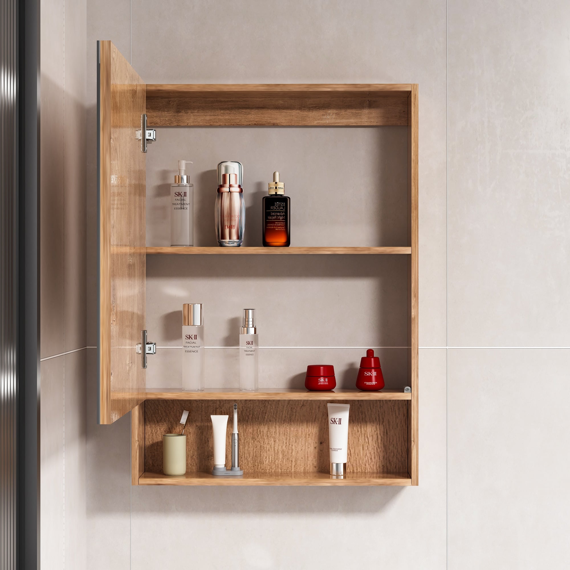 MUEBLE BOTIQUÍN DOMSA MMR-50 RECTANGULAR NOGAL ESPEJO LED ANTIEMPAÑANTE WOOD 48X80X14CM - 3
