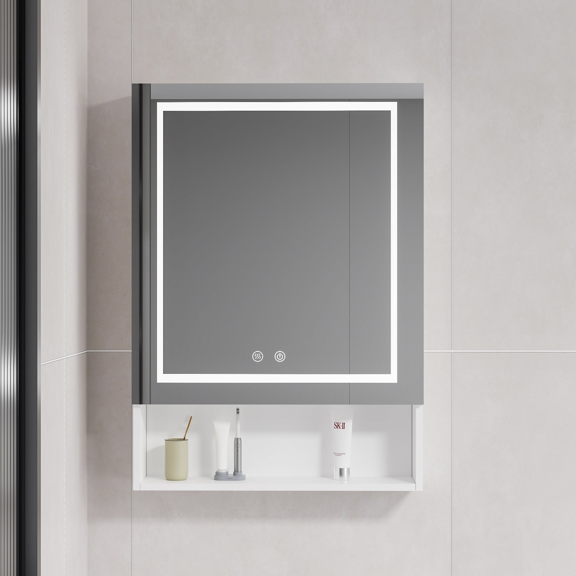MUEBLE BOTIQUÍN DOMSA MMR-50 RECTANGULAR BLANCO ESPEJO LED ANTIEMPAÑANTE 48X80X14CM - 1