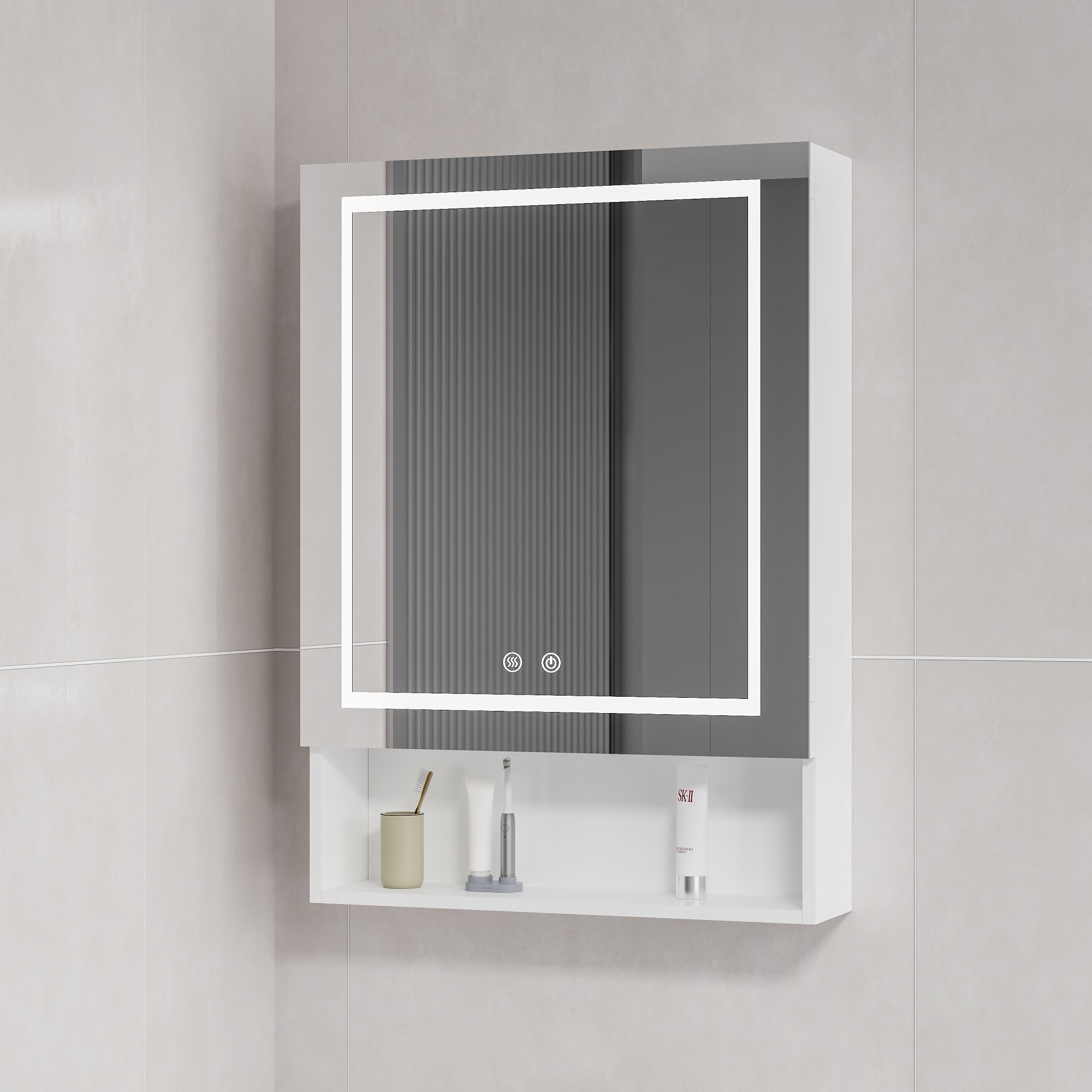 MUEBLE BOTIQUÍN DOMSA MMR-50 RECTANGULAR BLANCO ESPEJO LED ANTIEMPAÑANTE 48X80X14CM - 2
