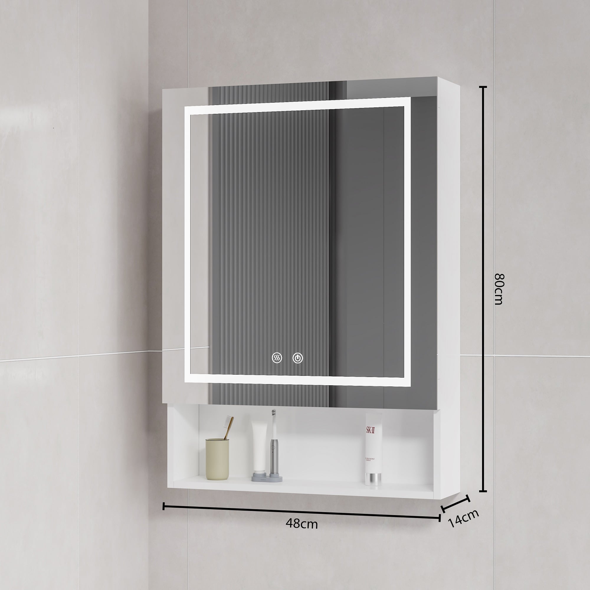 MUEBLE BOTIQUÍN DOMSA MMR-50 RECTANGULAR BLANCO ESPEJO LED ANTIEMPAÑANTE 48X80X14CM - 4