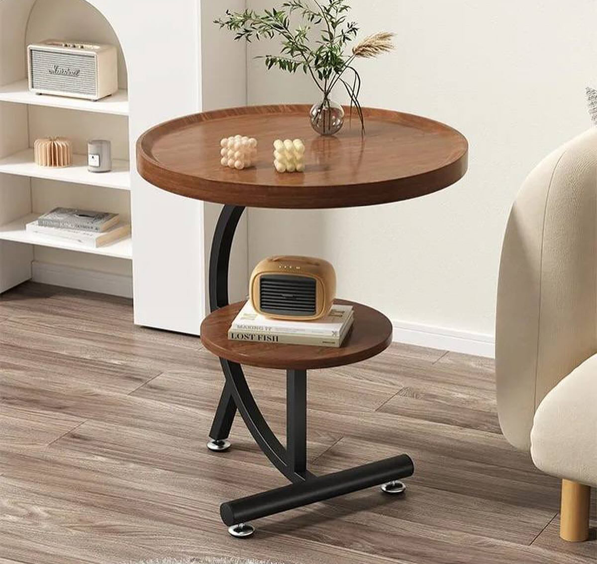 MESA LATERAL SORENTO 73940 MADERA 2 NIVELES METAL - 2