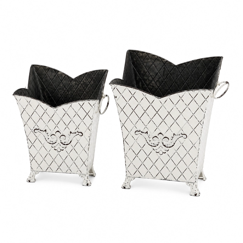 SET DE 2 MACETAS VINTAGE PROVENZAL BLANCO - 1