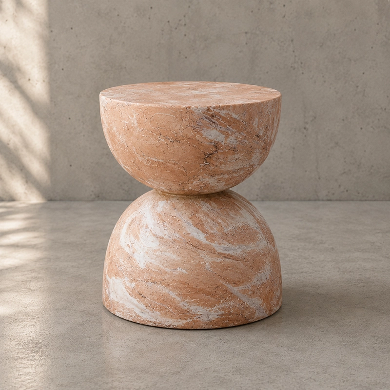 MESA LATERAL ROSADA EFECTO MARMOL - 2