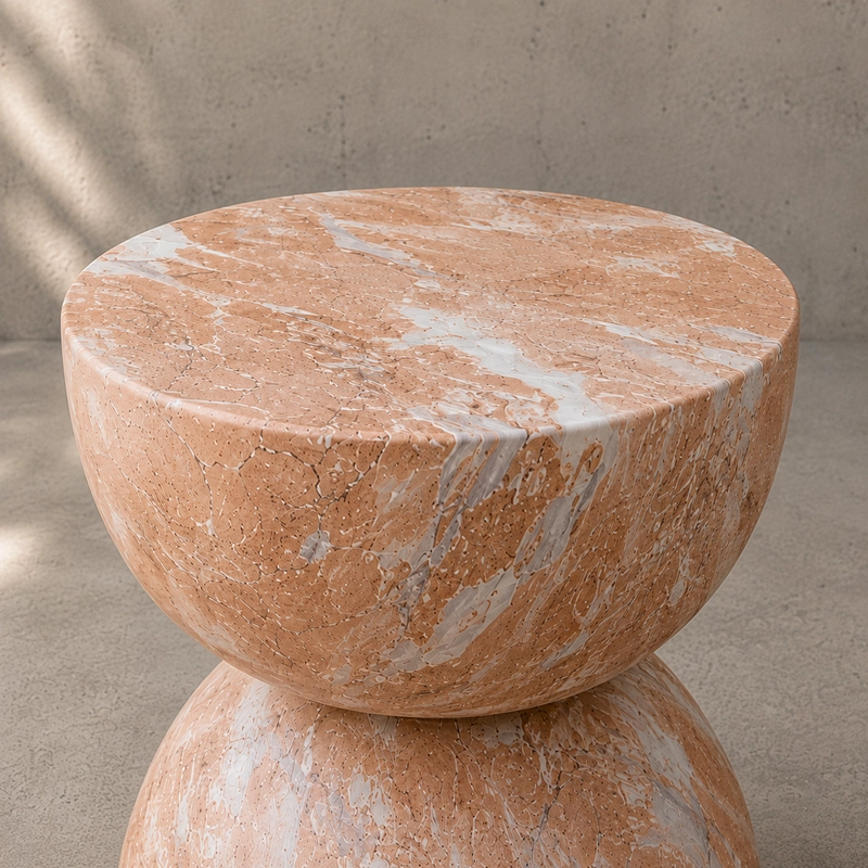MESA LATERAL ROSADA EFECTO MARMOL - 3
