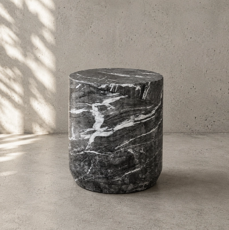MESA LATERAL EFECTO MARMOL NEGRO - 2