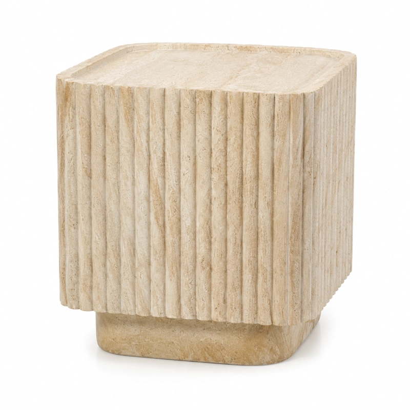 MESA LATERAL EFECTO PIEDRA TRAVERTINA - 1