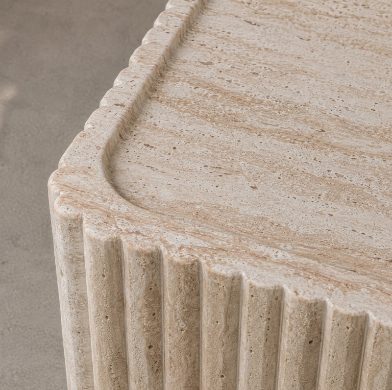 MESA LATERAL EFECTO PIEDRA TRAVERTINA - 3