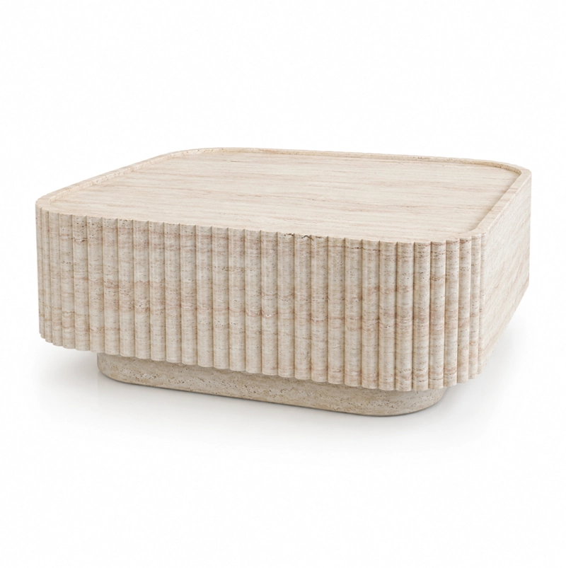 MESA DE CENTRO EFECTO PIEDRA TRAVERTINO - 1