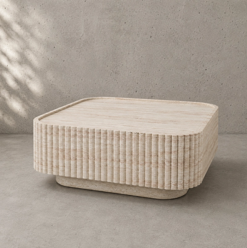 MESA DE CENTRO EFECTO PIEDRA TRAVERTINO - 2