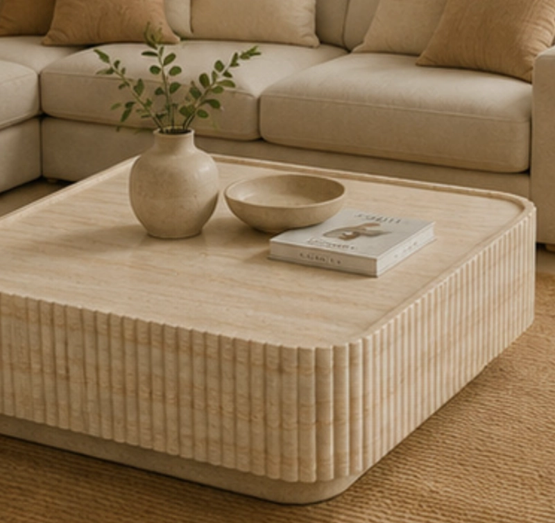MESA DE CENTRO EFECTO PIEDRA TRAVERTINO - 3