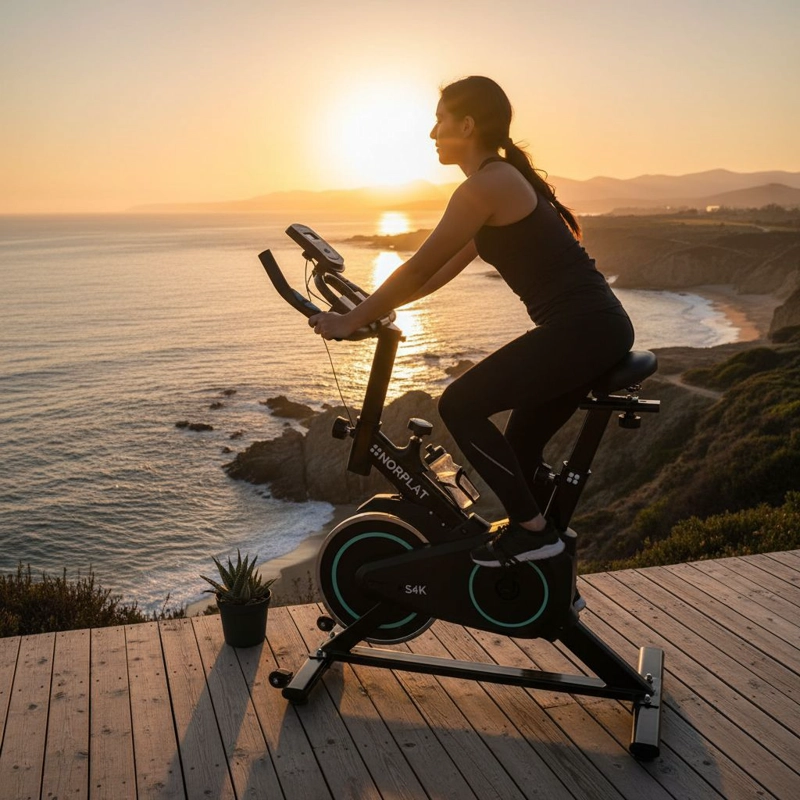 BICICLETA ESTATICA NORPLAT S4K SPINNING FITNESS VOLANTE 4KG - 12