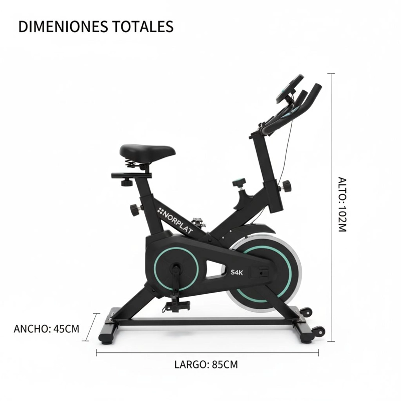 BICICLETA ESTATICA NORPLAT S4K SPINNING FITNESS VOLANTE 4KG - 3
