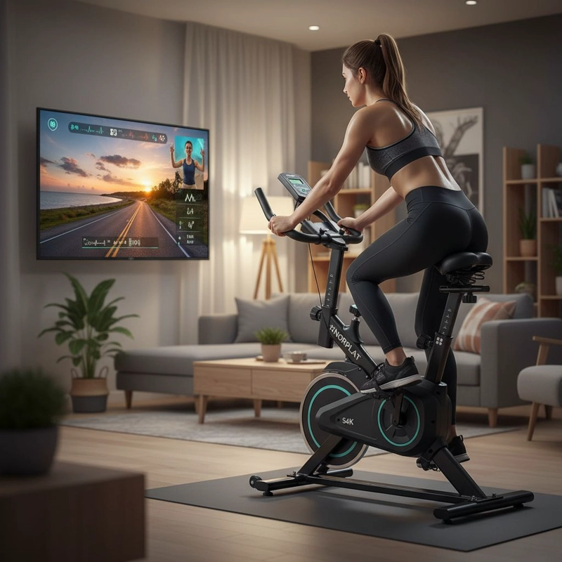 BICICLETA ESTATICA NORPLAT S4K SPINNING FITNESS VOLANTE 4KG - 7