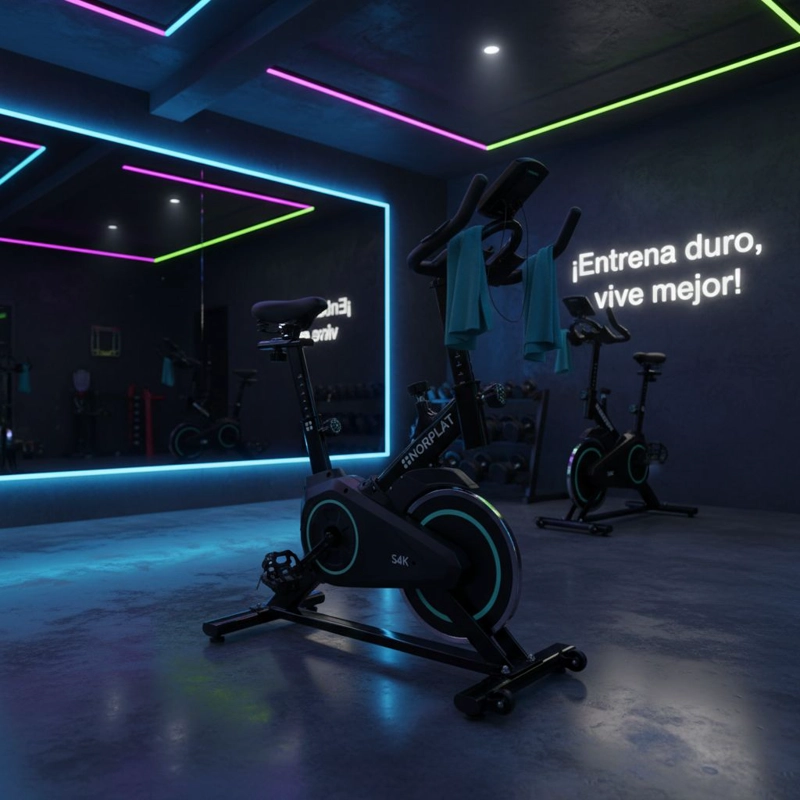 BICICLETA ESTATICA NORPLAT S4K SPINNING FITNESS VOLANTE 4KG - 8