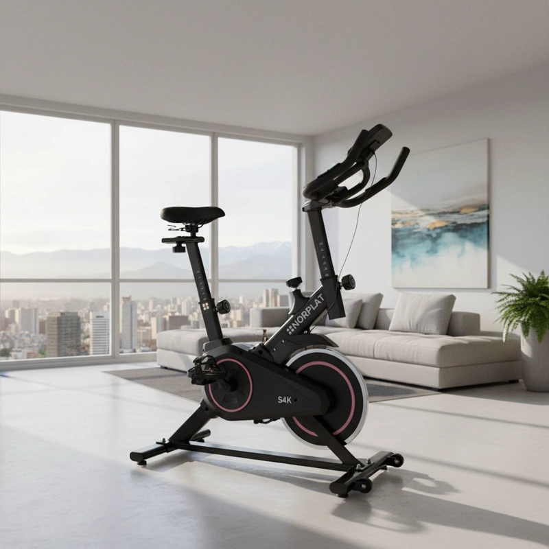 BICICLETA ESTATICA NORPLAT S4K SPINNING FITNESS VOLANTE 4KG - 9