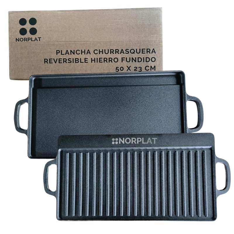 PLANCHA BIFERA NORPLAT REVERSIBLE HIERRO FUNDIDO 50X23CM XL - 1