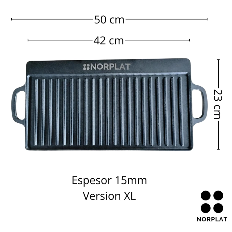 PLANCHA BIFERA NORPLAT REVERSIBLE HIERRO FUNDIDO 50X23CM XL - 3