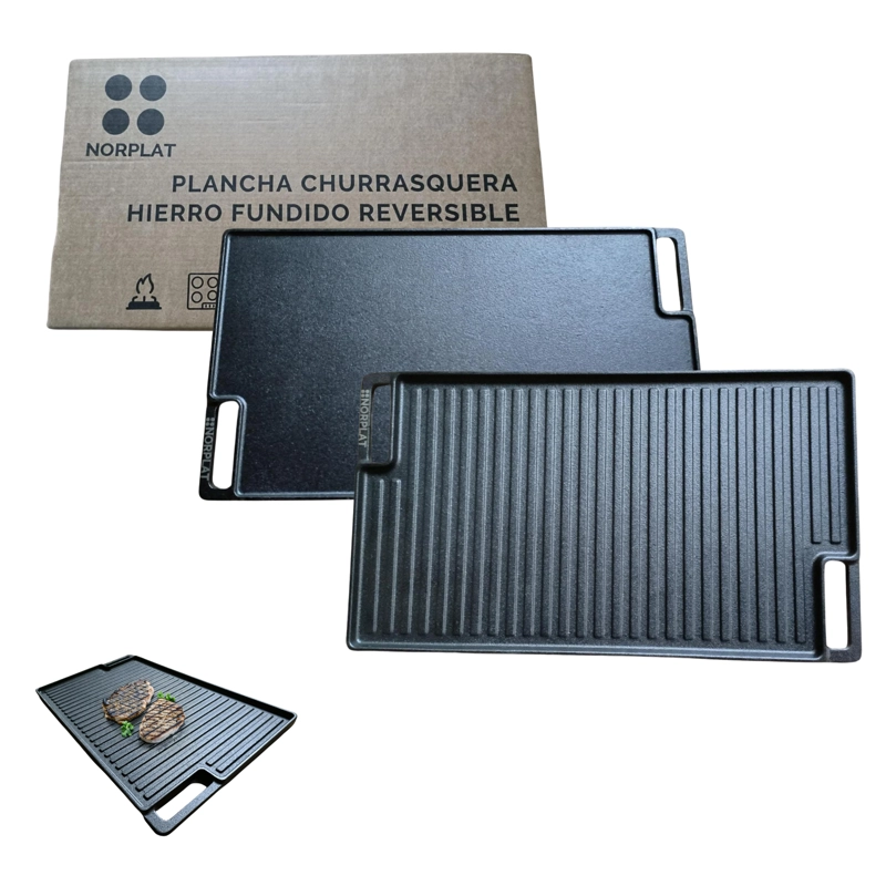 PLANCHA CHURRASQUERA HIERRO FUNDIDO REVERSIBLE - NORPLAT - 1