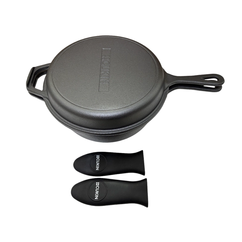 DUTCH OVEN Ø26CM 2 SARTENES HIERRO FUNDIDO + 2 GRIP - CUKIN - 1