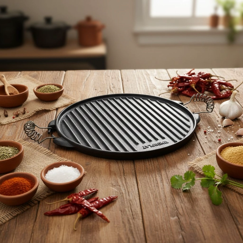 PLANCHA CHURRASQUERA REVERSIBLE HIERRO FUNDIDO 32CM NORPLAT - 12