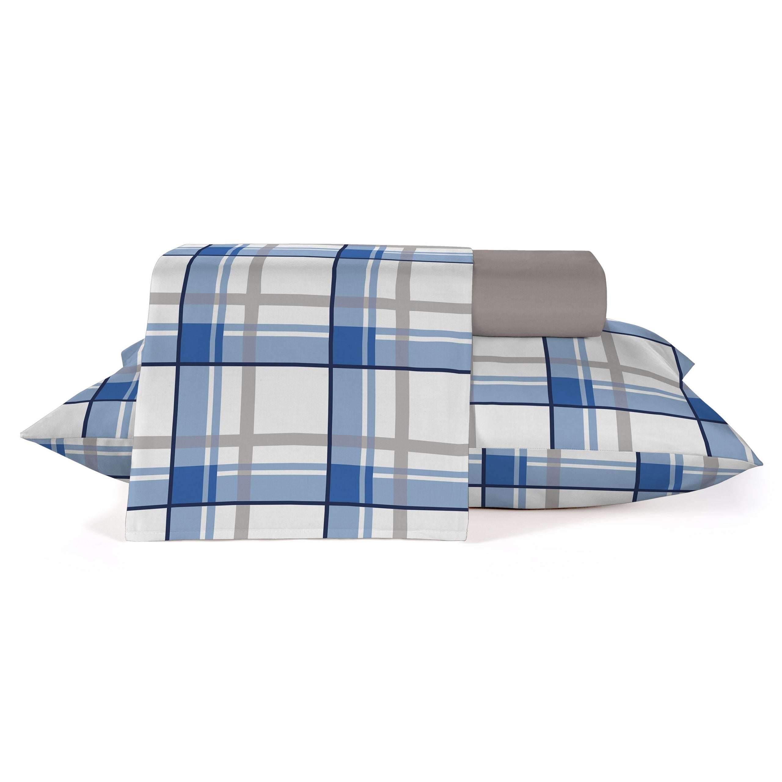 JUEGO DE SABANAS ESTAMPADAS 150 HILOS 2 PLAZAS 100% ALGODÓN TARTAN - 1