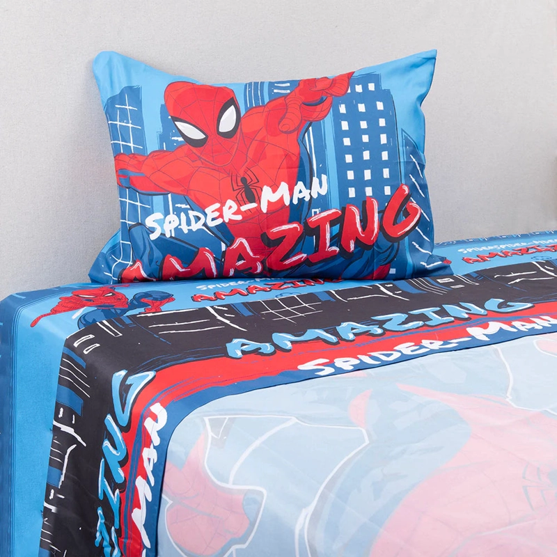 SABANA 1.5 PLAZAS MICROFIBRA SPIDERMAN AZUL - 1
