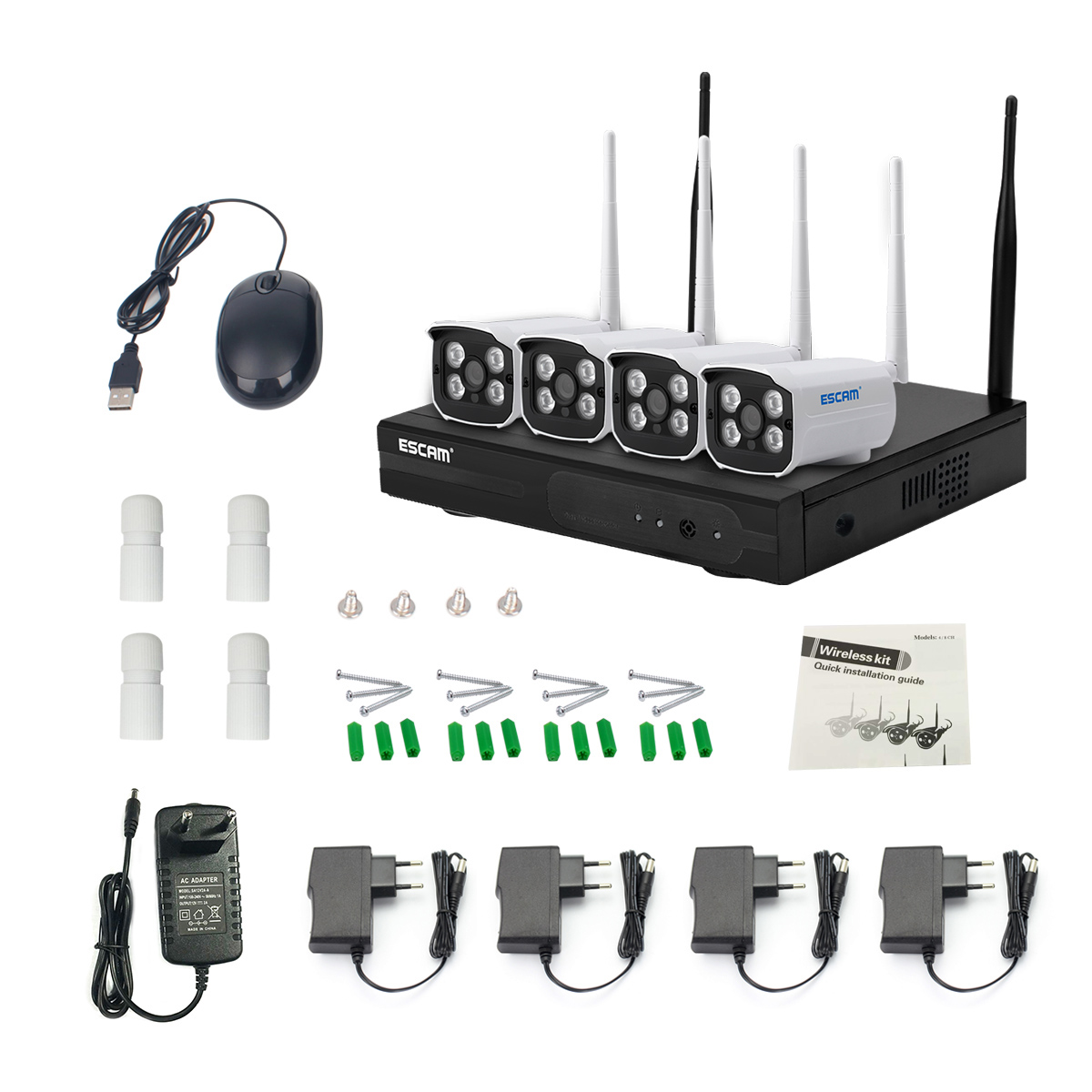 KIT ESCAM WNK403 NVR 4 CÁMARAS DE SEGURIDAD IP WIFI 720P - 4