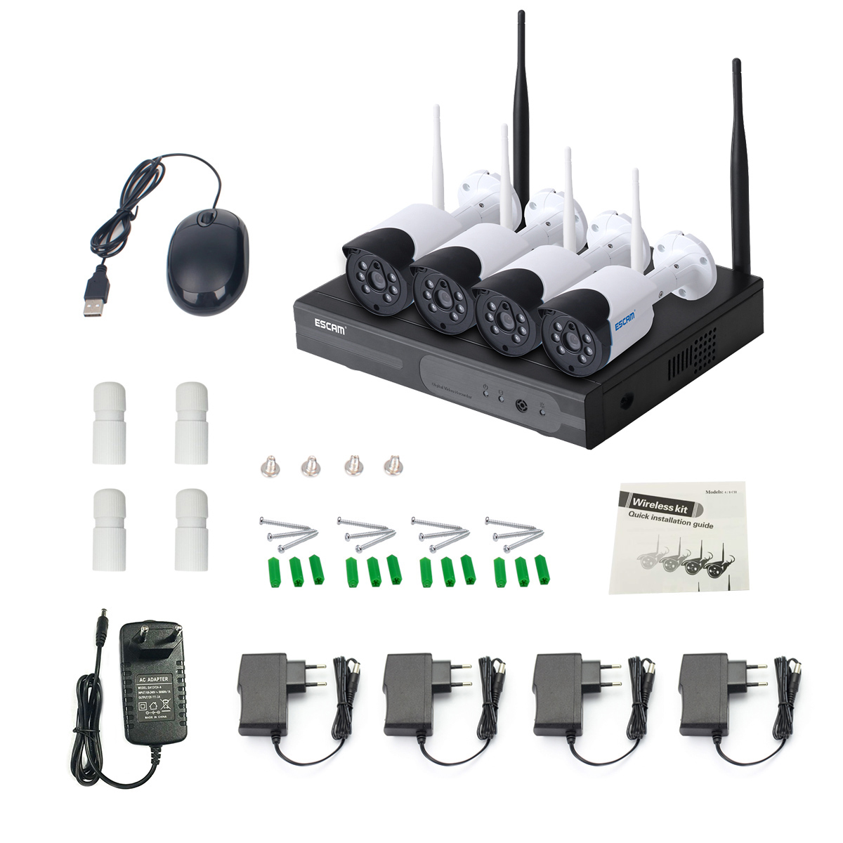 KIT ESCAM WNK404 NVR 4 CÁMARAS DE SEGURIDAD IP WIFI 720P - 4