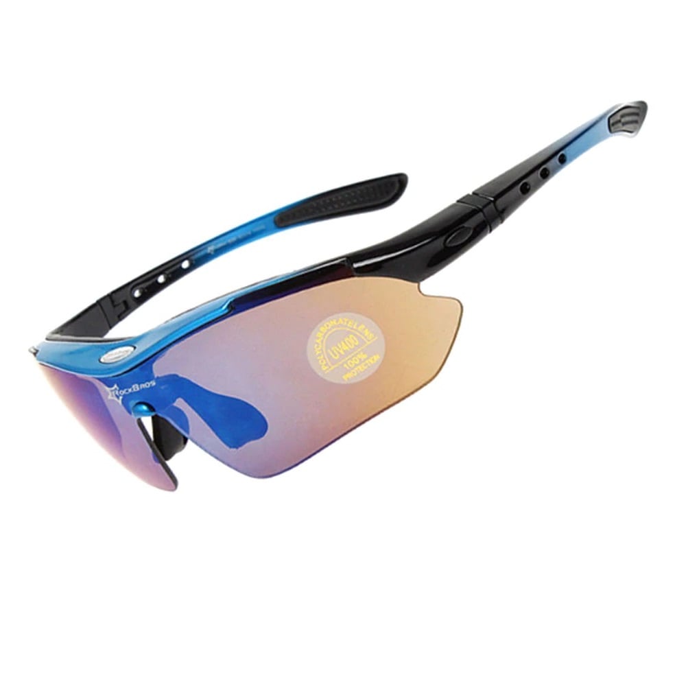 LENTES ROCKBROS POLARIZADO CICLISMO 5 MICAS 12 PIEZAS UV400 - AZUL - 2