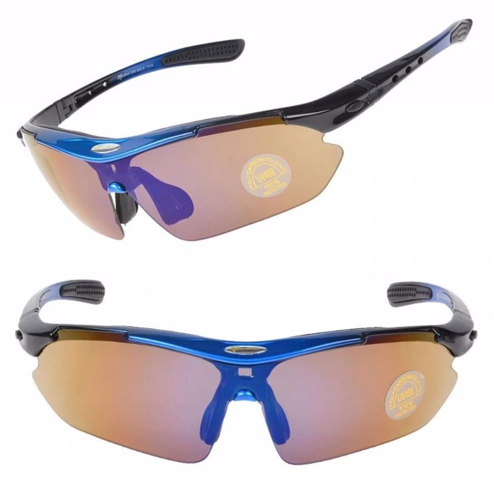 LENTES ROCKBROS POLARIZADO CICLISMO 5 MICAS 12 PIEZAS UV400 - AZUL - 3