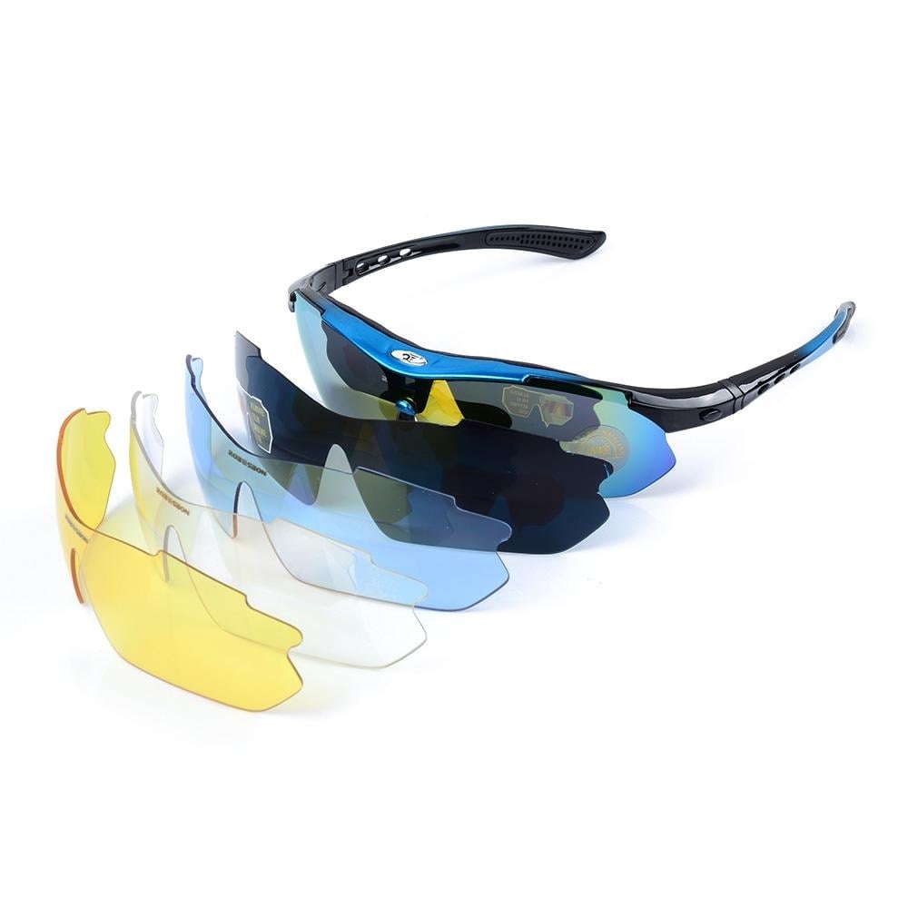 LENTES ROCKBROS POLARIZADO CICLISMO 5 MICAS 12 PIEZAS UV400 - AZUL - 4