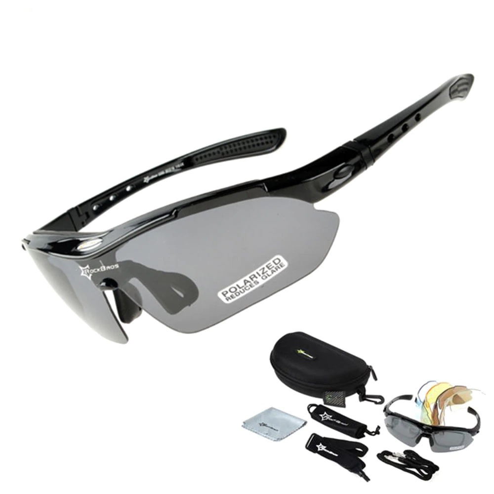 LENTES ROCKBROS POLARIZADO CICLISMO 5 MICAS 12 PIEZAS UV400 - NEGRO - 4