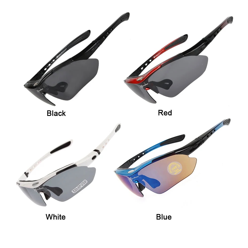 LENTES ROCKBROS POLARIZADO CICLISMO 5 MICAS 12 PIEZAS UV400 - NEGRO - 6
