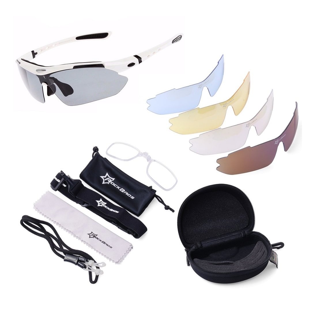LENTES ROCKBROS POLARIZADO CICLISMO 5 MICAS 12 PIEZAS UV400 - BLANCO - 2
