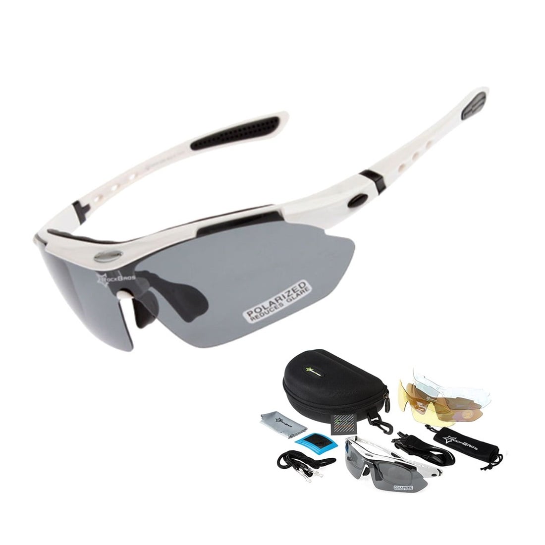 LENTES ROCKBROS POLARIZADO CICLISMO 5 MICAS 12 PIEZAS UV400 - BLANCO - 3