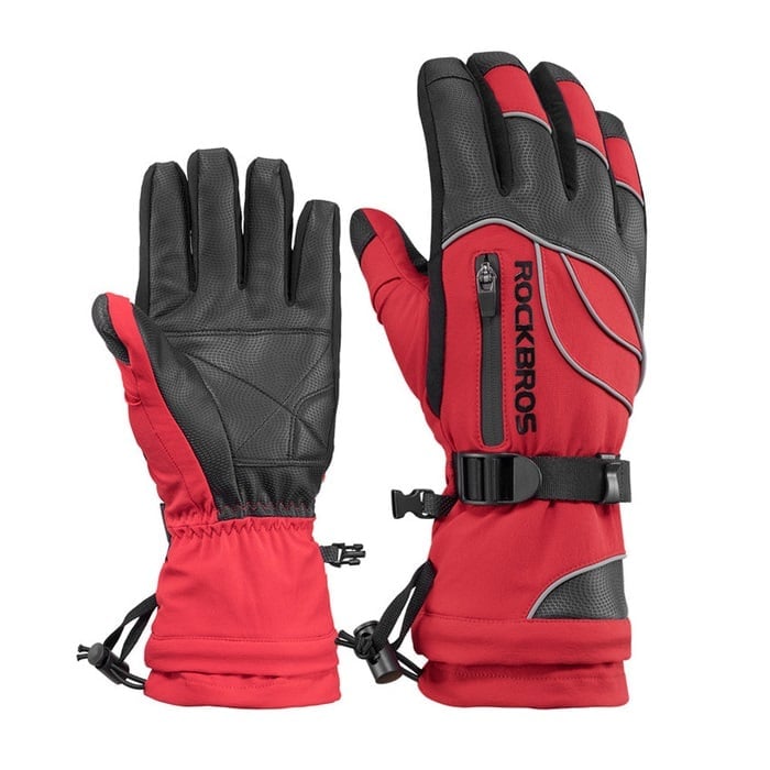 ROCKBROS S133 GUANTES DE INVIERNO SKI, MOTOCICLISMO, CICLISMO - ROJO - 1