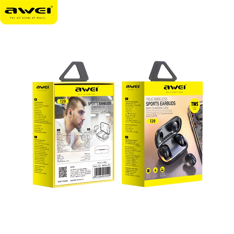 AUDÍFONOS AWEI TRUE WIRELESS T20 BLUETOOTH CAJA CARGA - 4