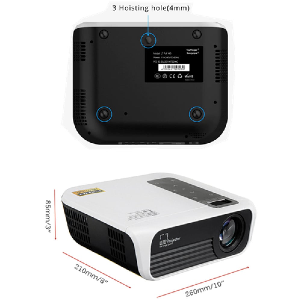 PROYECTOR CASTLETEC LED T8 WIFI FHD 4500 LUX DLNA MIRACAST - 4