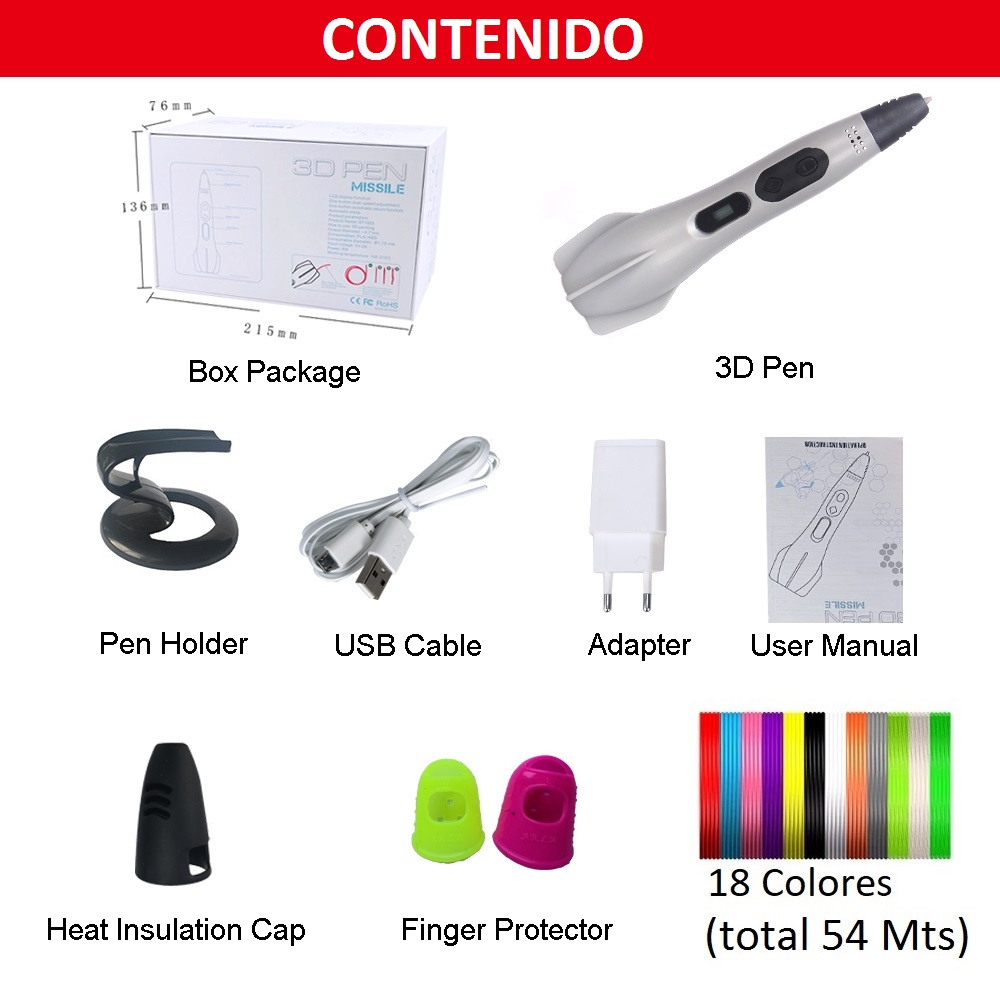 LAPIZ IMPRESORA 3D MISIL SMAFFOX SMA-2 + 54MTS - GRIS - 6