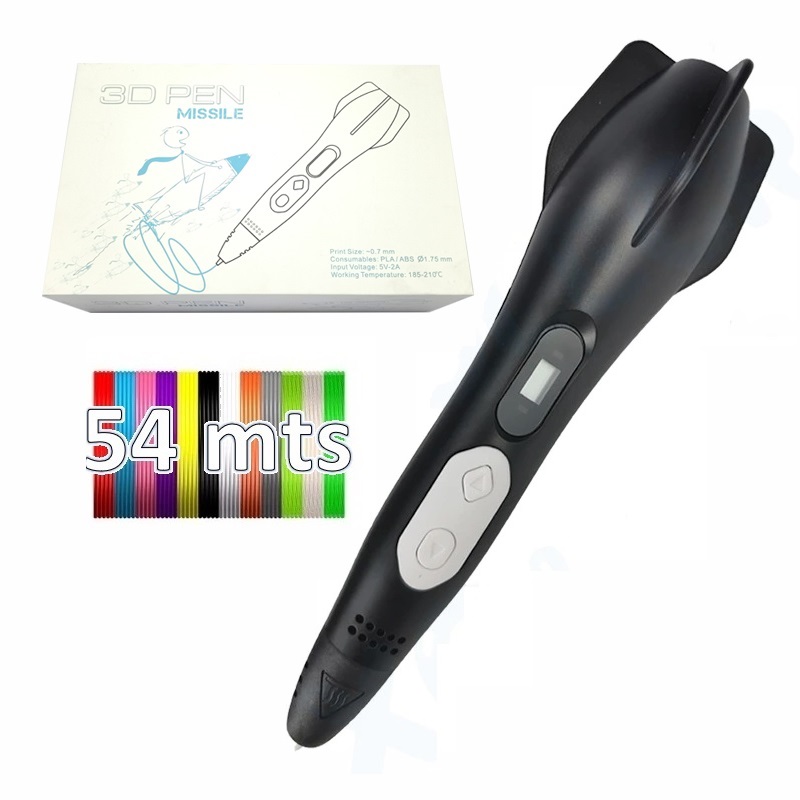 LAPIZ IMPRESORA 3D MISIL SMAFFOX SMA-2 + 54MTS - NEGRO - 1