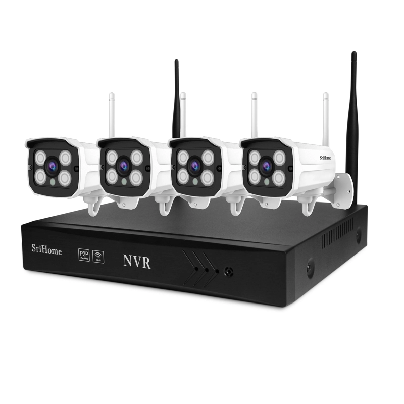 KIT SRIHOME SRI-NVS001-4CH NVR 4 CÁMARAS DE SEGURIDAD IP WIFI 1080P 2MP SRICAM NVS001