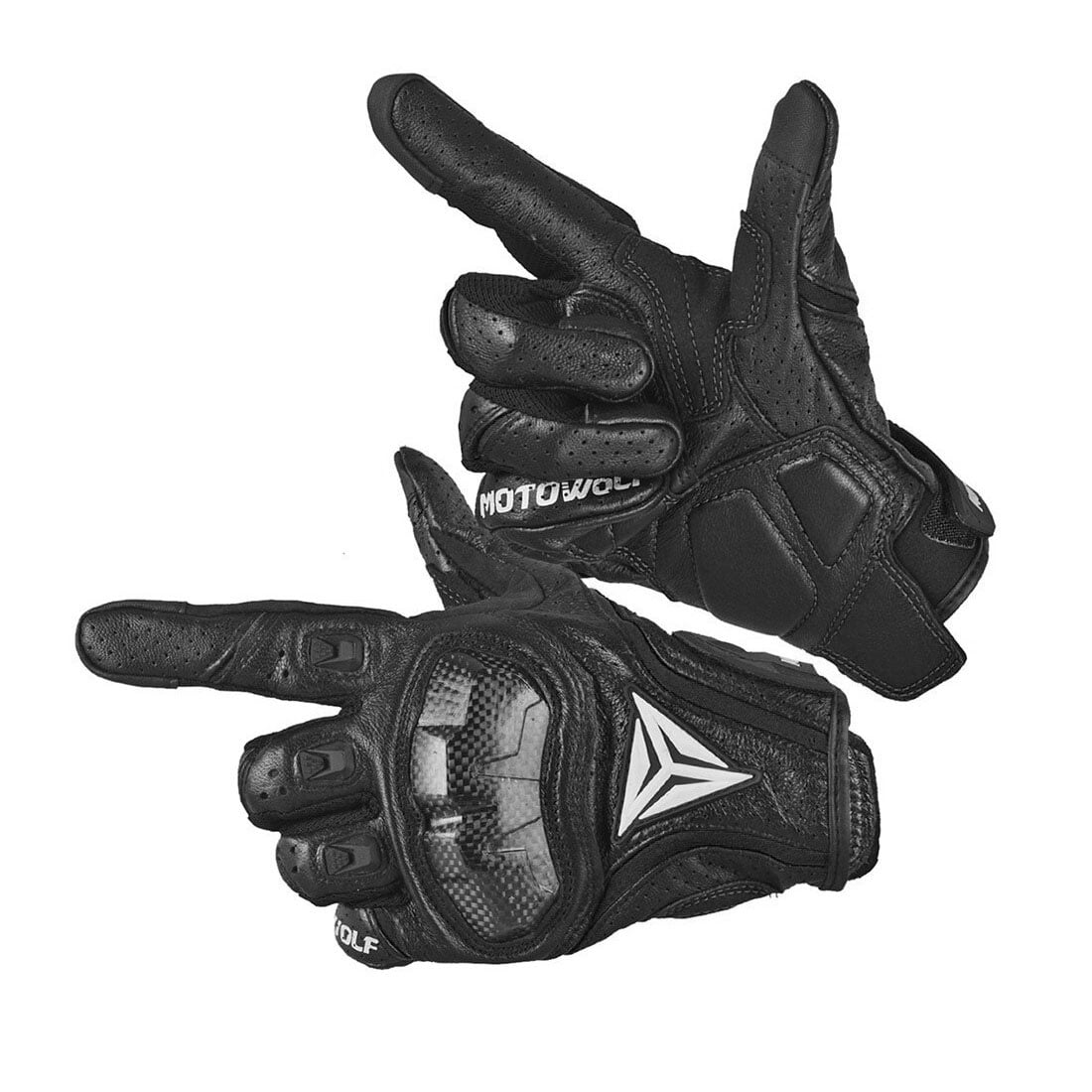 GUANTES PARA MOTOCICLISMO MOTOWOLF DE CUERO MDL0305 - NEGRO - 1