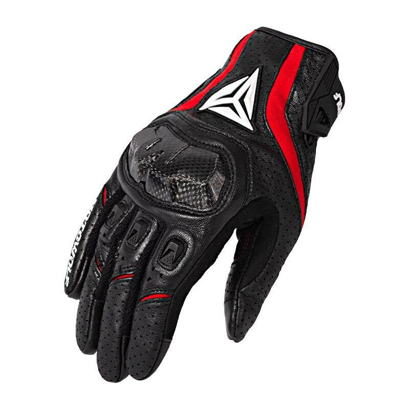 GUANTES PARA MOTOCICLISMO MOTOWOLF DE CUERO MDL0305 - ROJO - 2