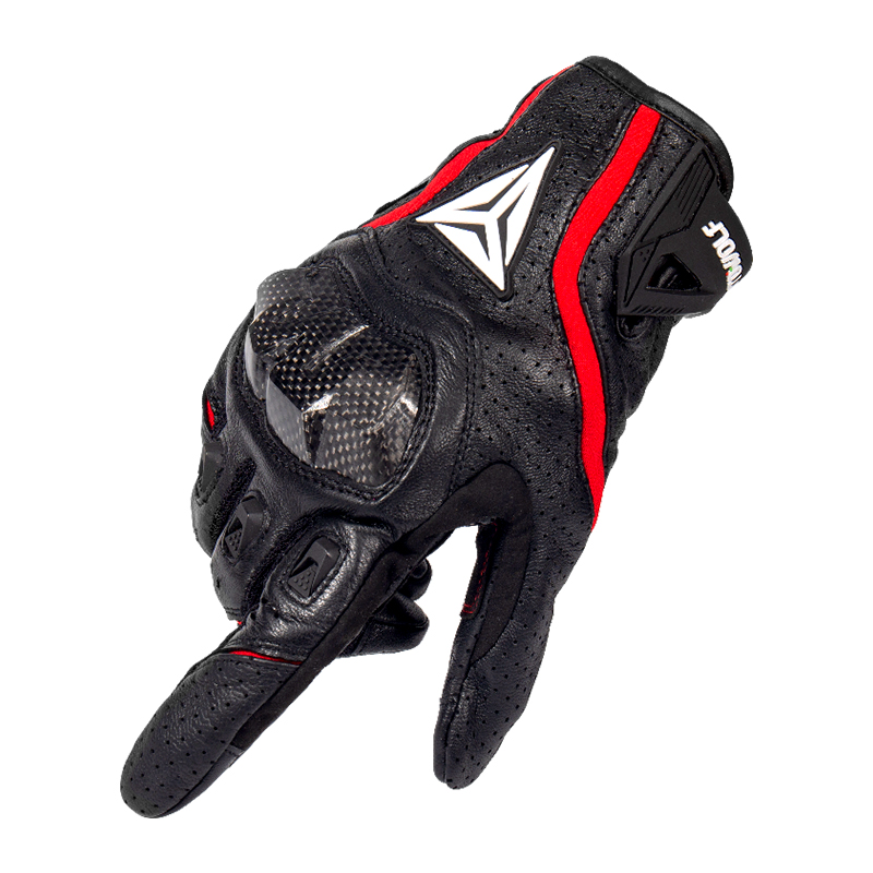 GUANTES PARA MOTOCICLISMO MOTOWOLF DE CUERO MDL0305 - ROJO - 3