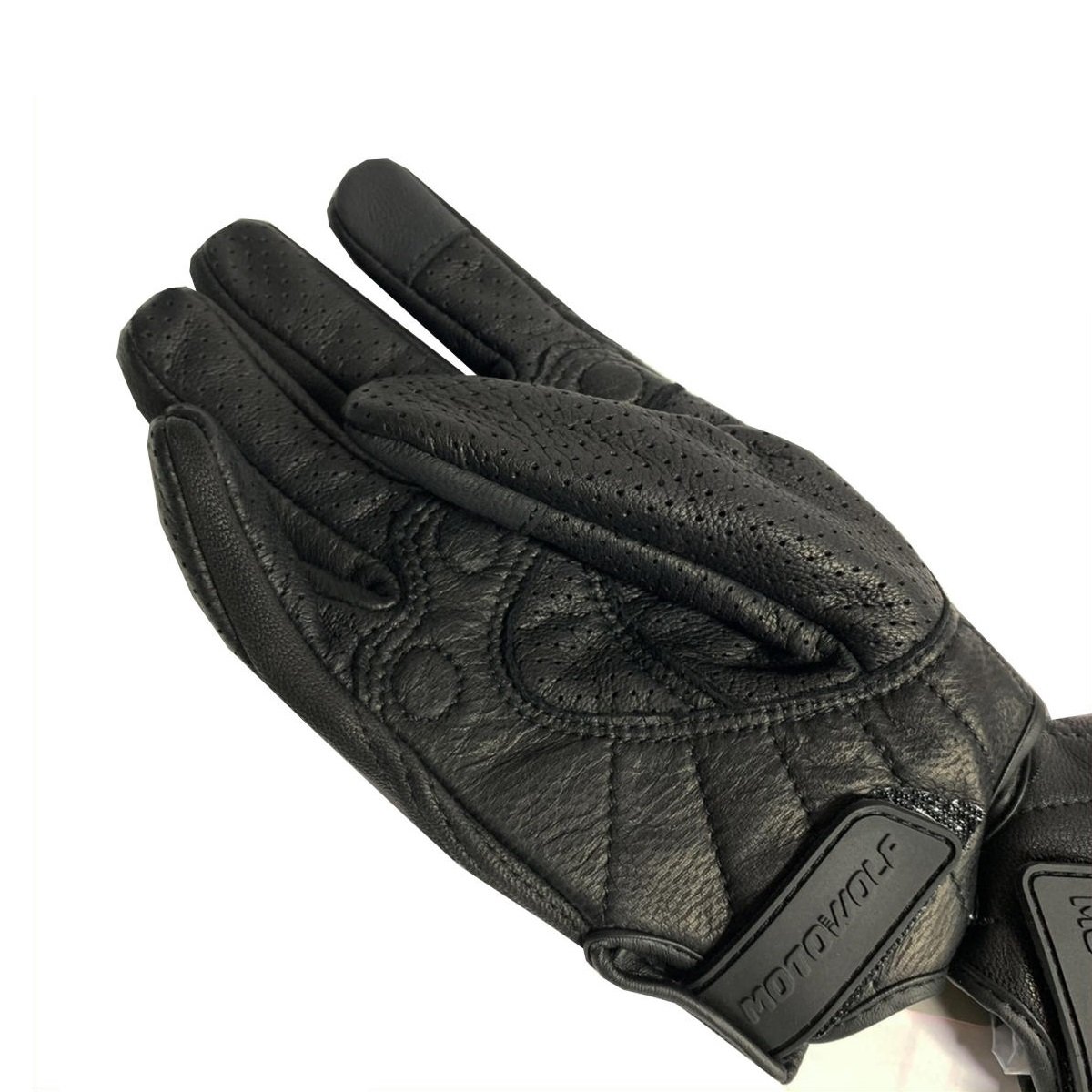 GUANTES PARA MOTOCICLISMO MOTOWOLF DE CUERO PERFORADO 0302 - 3
