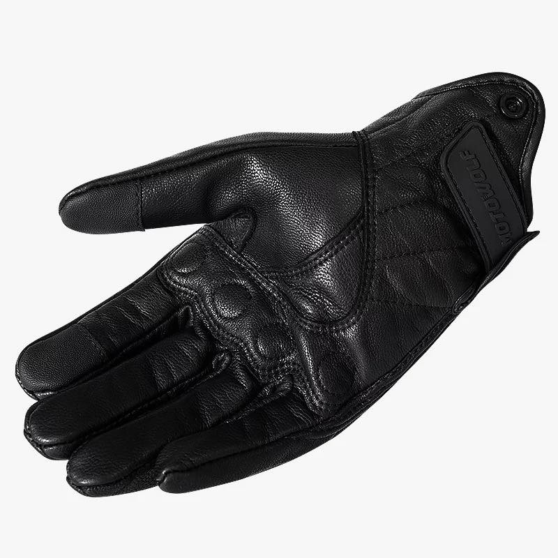 GUANTES PARA MOTOCICLISMO MOTOWOLF DE CUERO LISO 0302 - 2