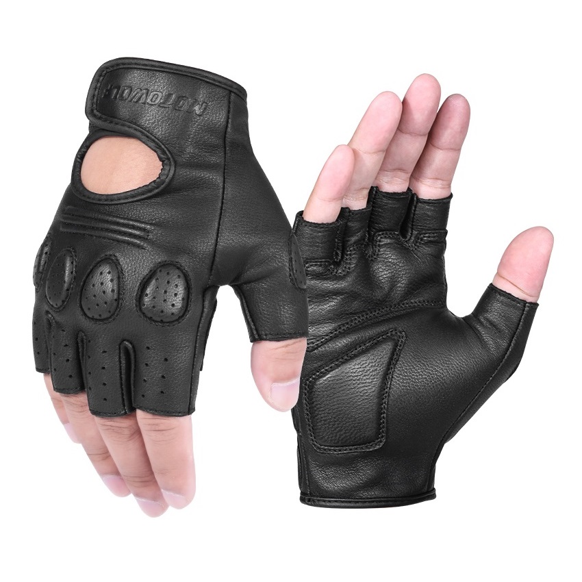 GUANTES DE CUERO MOTOWOLF PARA MOTOCICLISMO VINTAGE 0311B DEDOS CORTOS - 1