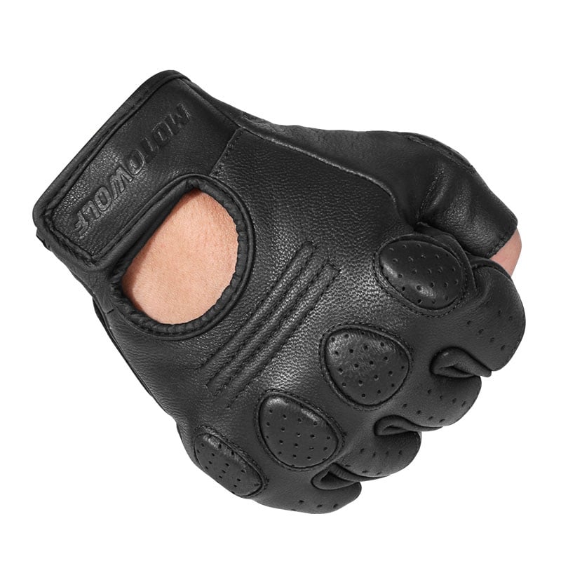 GUANTES DE CUERO MOTOWOLF PARA MOTOCICLISMO VINTAGE 0311B DEDOS CORTOS - 2