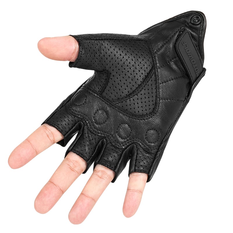 GUANTES PARA MOTOCICLISMO MOTOWOLF DE CUERO 0302B DEDOS CORTOS - 2