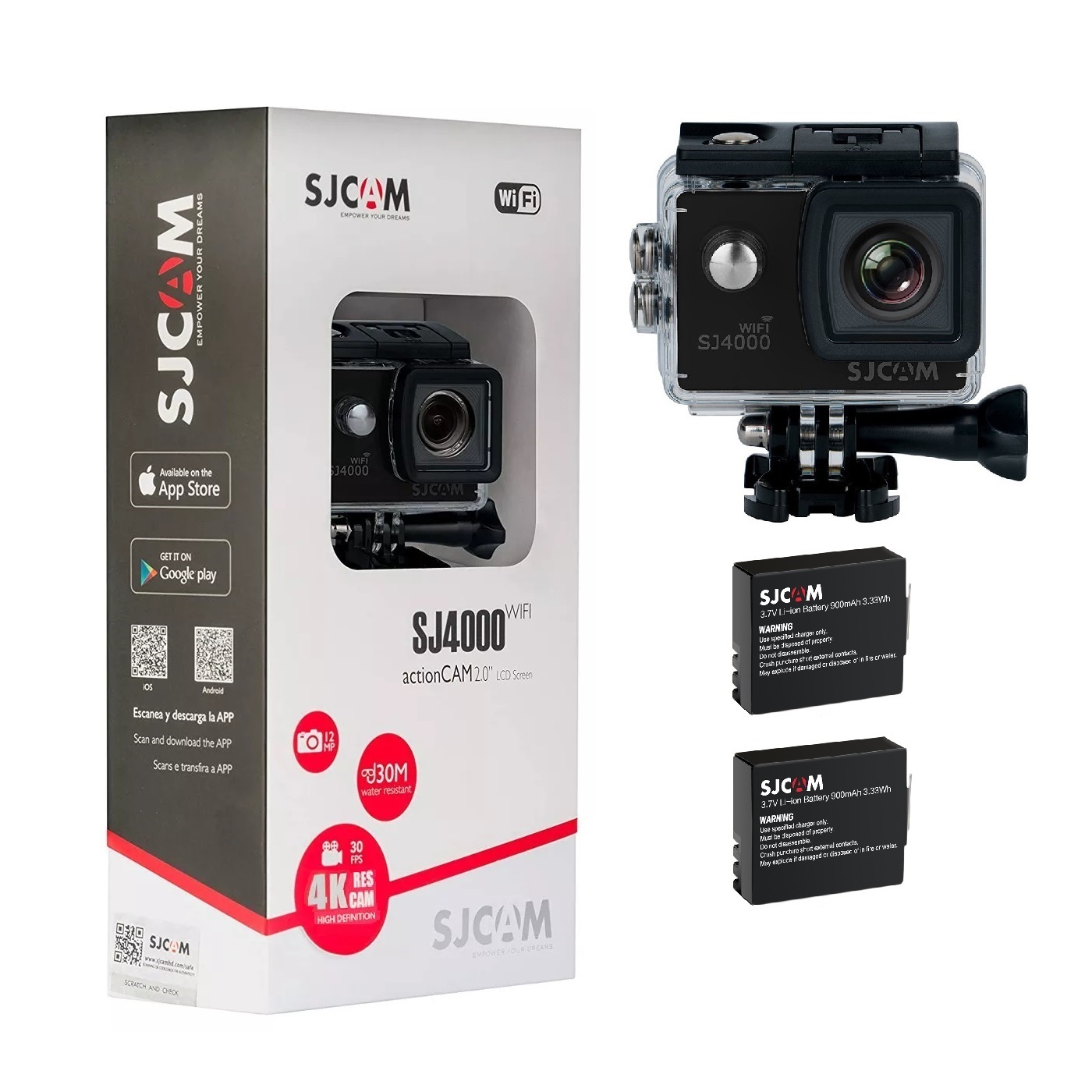 CAMARA DEPORTIVA 4K SJCAM SJ4000 WIFI CÁMARA SUMERGIBLE 2 BATERIAS - 1